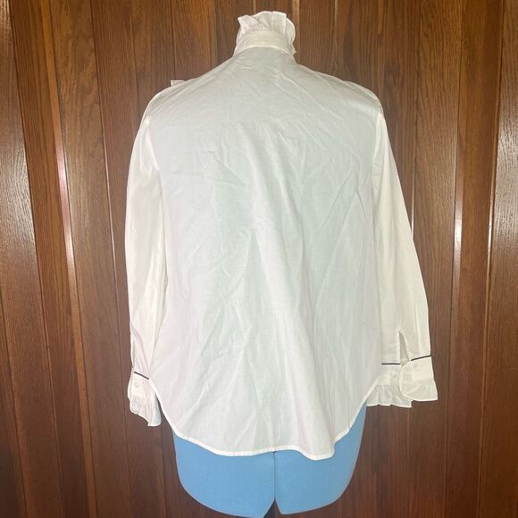 Tuckernuck White Hazel Victorian Ruffle Mock Neck Button Down Blouse Size S - Picture 2 of 4
